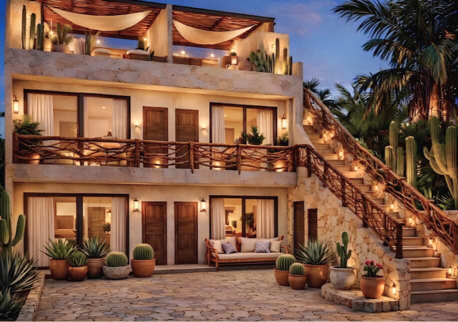Alto Cardenal residence with stone, wood and desert landscaping