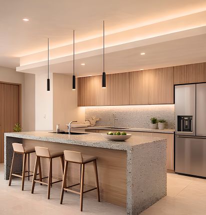 Contemporary kitchen with stone island